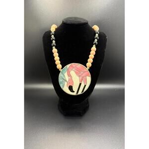 Vintage Mother of Pearl Flamingo Necklace